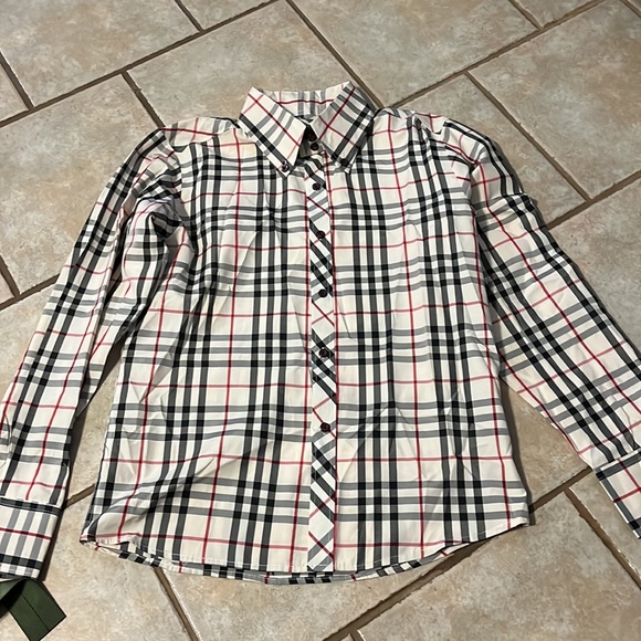 Plaid off white /black/ red button down - Picture 3 of 4
